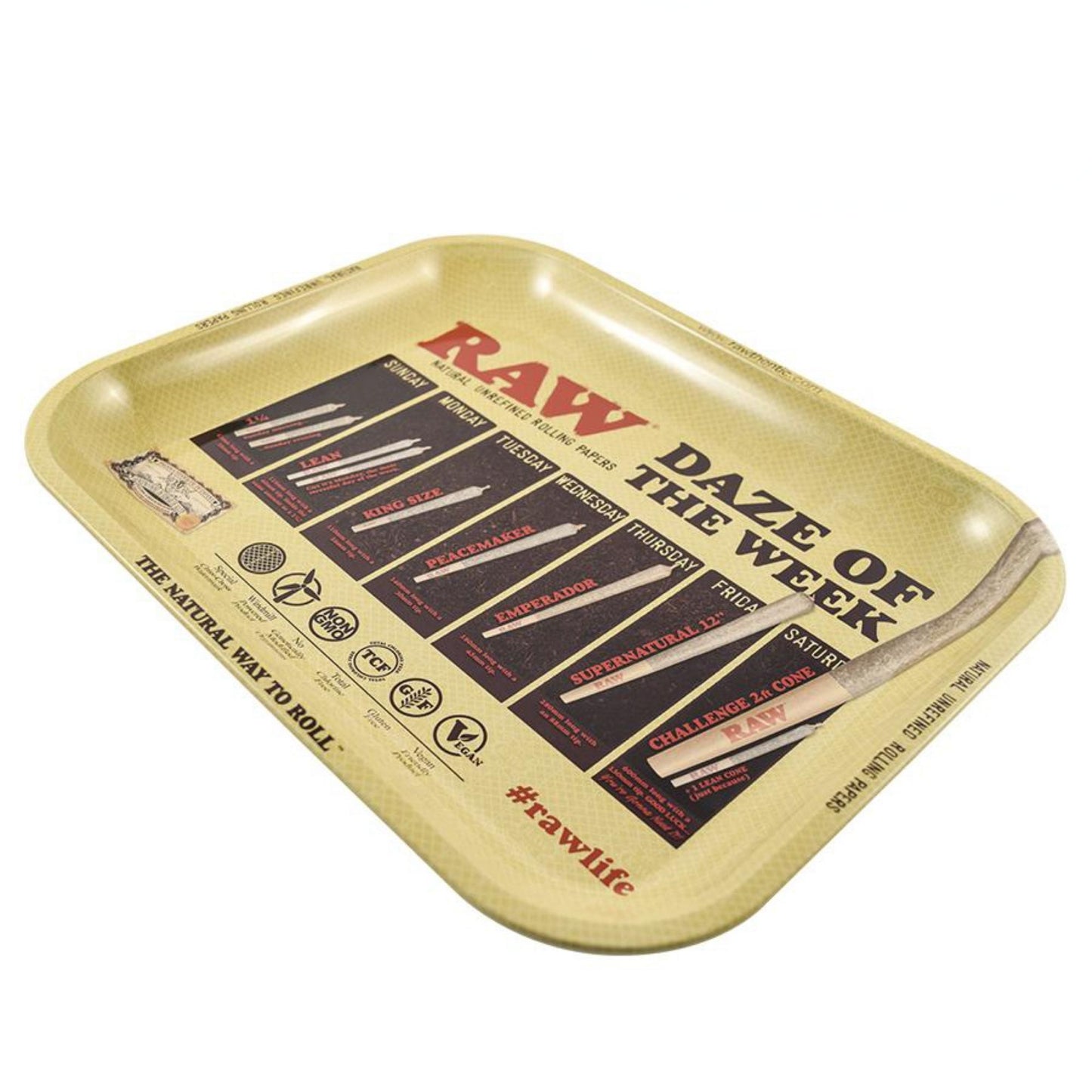 TRAY | RAW - DAZE OF THE WEEK METAL ROLLING TRAY SIZE : 19X28.5 CM