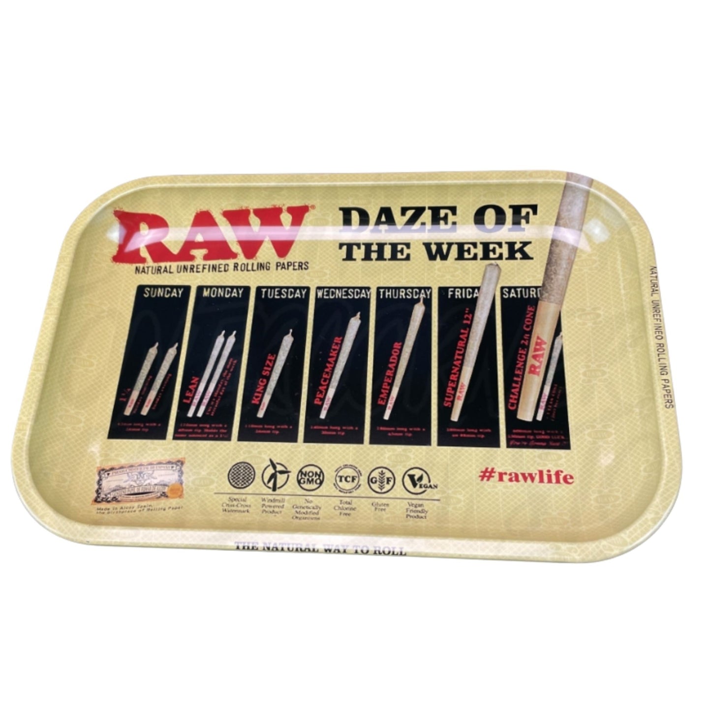 TRAY | RAW - DAZE OF THE WEEK METAL ROLLING TRAY SIZE : 19X28.5 CM