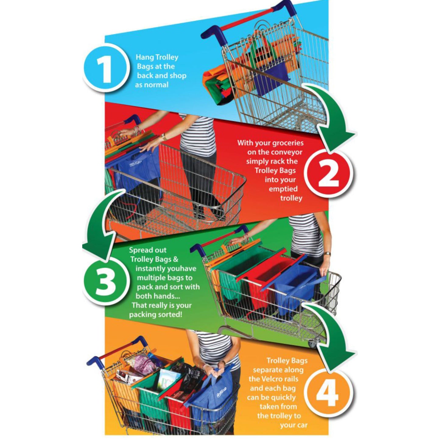 ถุงช้อปปิ้ง 4 ชิ้น/เซ็ต ถุงใส่รถเข็น ซุปเปอร์มาร์เก็ต สามารถนำมาใช้ใหม่ได้ พับได้ กระเป๋าถือ มีออฟชั่นกระเป๋าน้ำแข็ง