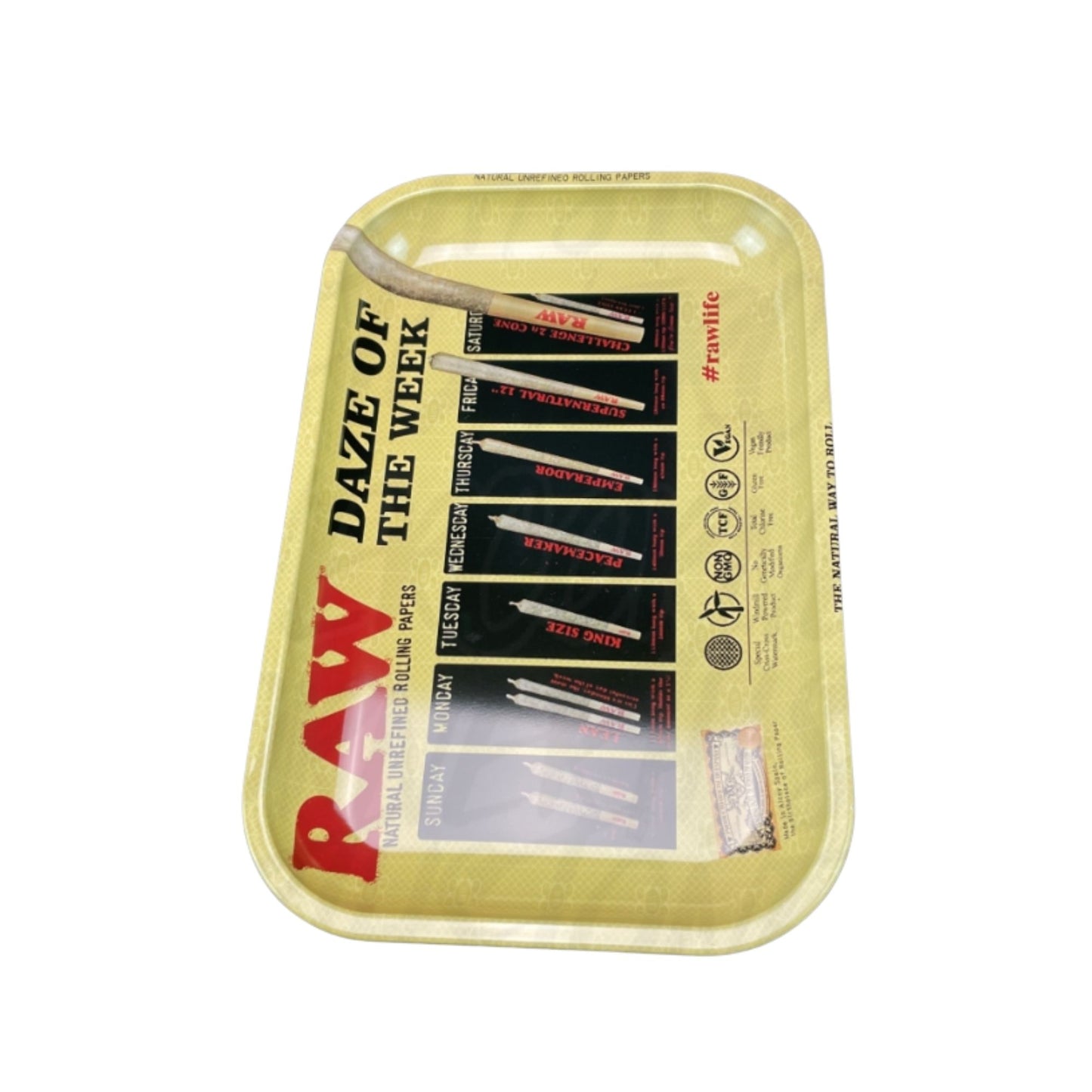 TRAY | RAW - DAZE OF THE WEEK METAL ROLLING TRAY SIZE : 19X28.5 CM