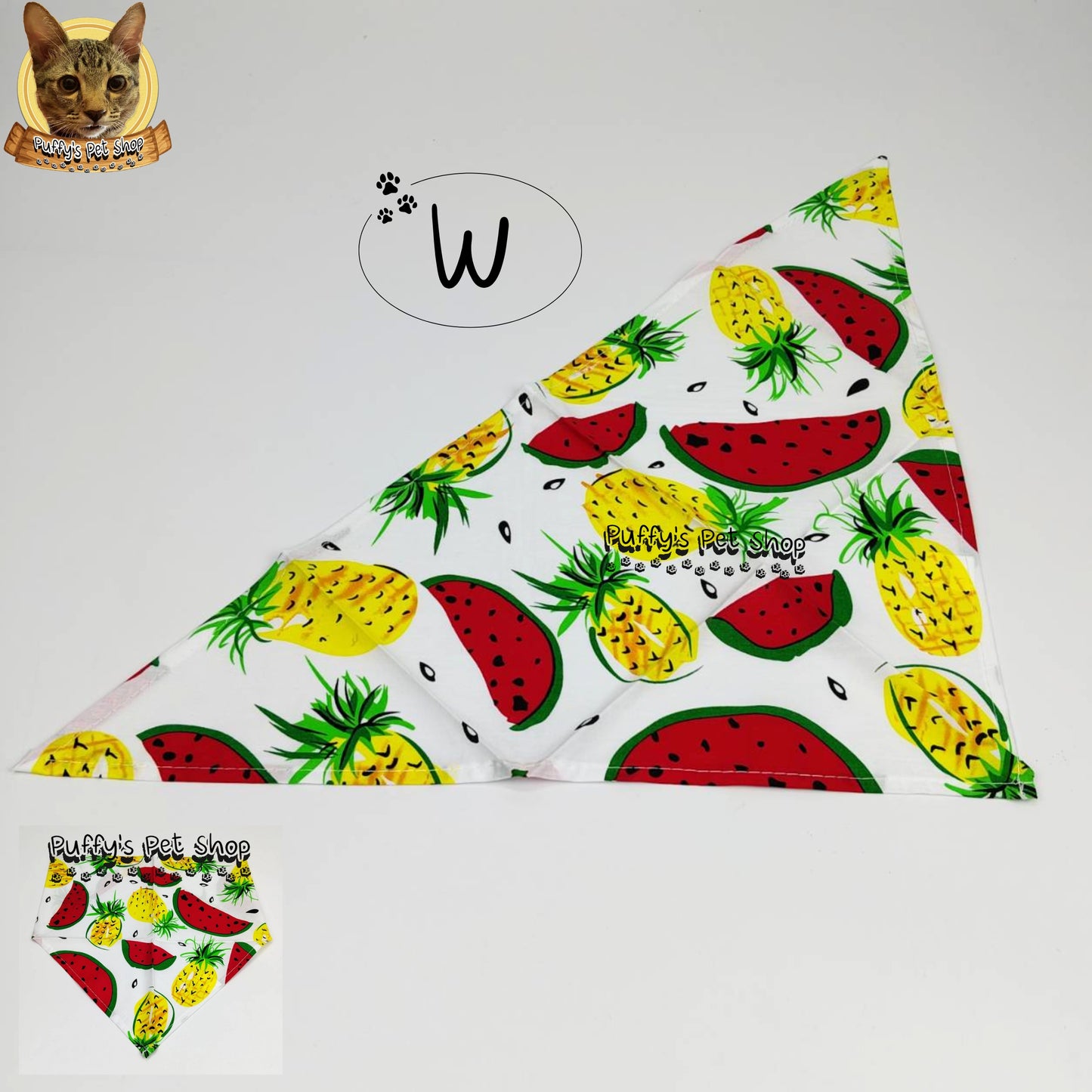 Puffy's Pet Shop |  Luxury Cotton Pet Scarf  ผ้าพันคอสัตว์เลี้ยงพรีเมียม ผ้าคอตตอนแท้ เนื้อผ้าดี ไม่ระคายเคือง สำหรับสุนัขและแมว ขนาด L 60 ซม.