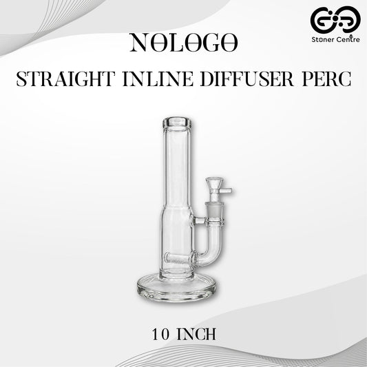 GLASS BONG | NO LOGO STRAIGHT INLINE DIFFUSER PERC NOLOGO 10 INCH