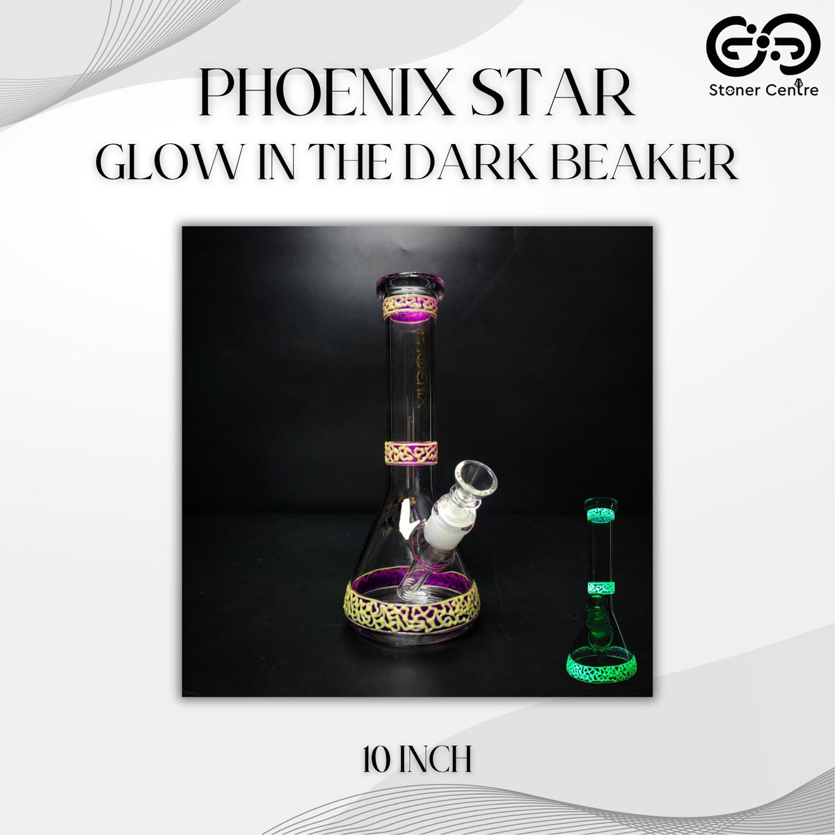 Glass Bong | PHOENIX STAR GLOW IN THE DARK BEAKER 10 INCH