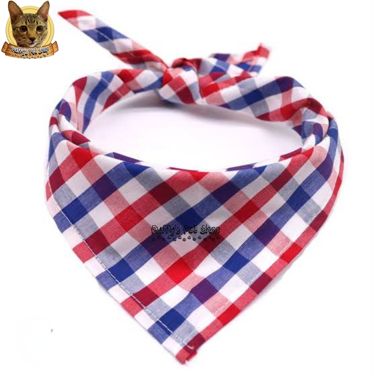 Puffy's Pet Shop |  Luxury Cotton Pet Scarf  ผ้าพันคอสัตว์เลี้ยงพรีเมียม ผ้าคอตตอนแท้ เนื้อผ้าดี ไม่ระคายเคือง สำหรับสุนัขและแมว ขนาด L 60 ซม.