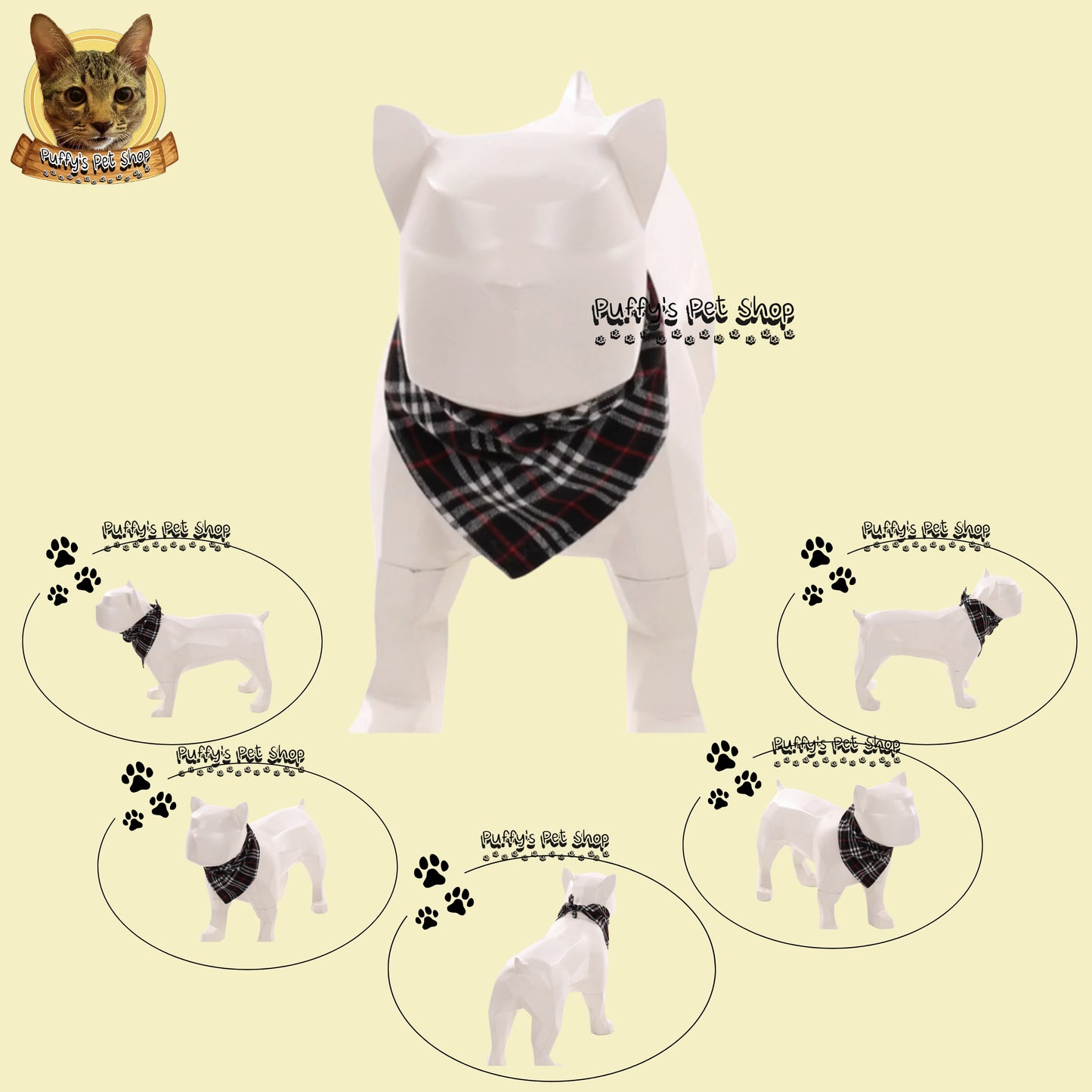 Puffy's Pet Shop |  Luxury Cotton Pet Scarf  ผ้าพันคอสัตว์เลี้ยงพรีเมียม ผ้าคอตตอนแท้ เนื้อผ้าดี ไม่ระคายเคือง สำหรับสุนัขและแมว ขนาด L 60 ซม.