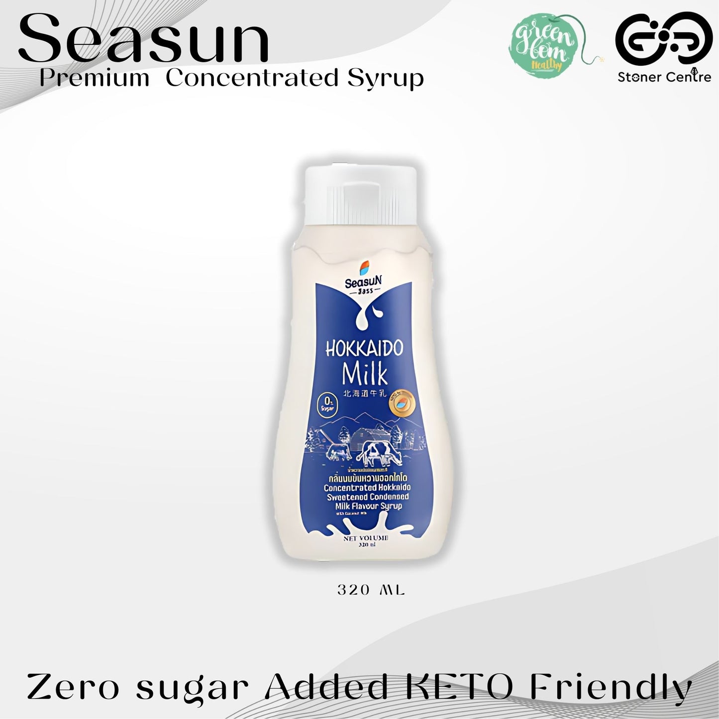 Seasun Premium Concentrated Syrup - Hokkaido Milk | "กลิ่นนมฮอกไกโด" สีสรรไซรัป น้ำหวานเข้มข้นพรีเมี่ยม น้ำตาล 0% KETO