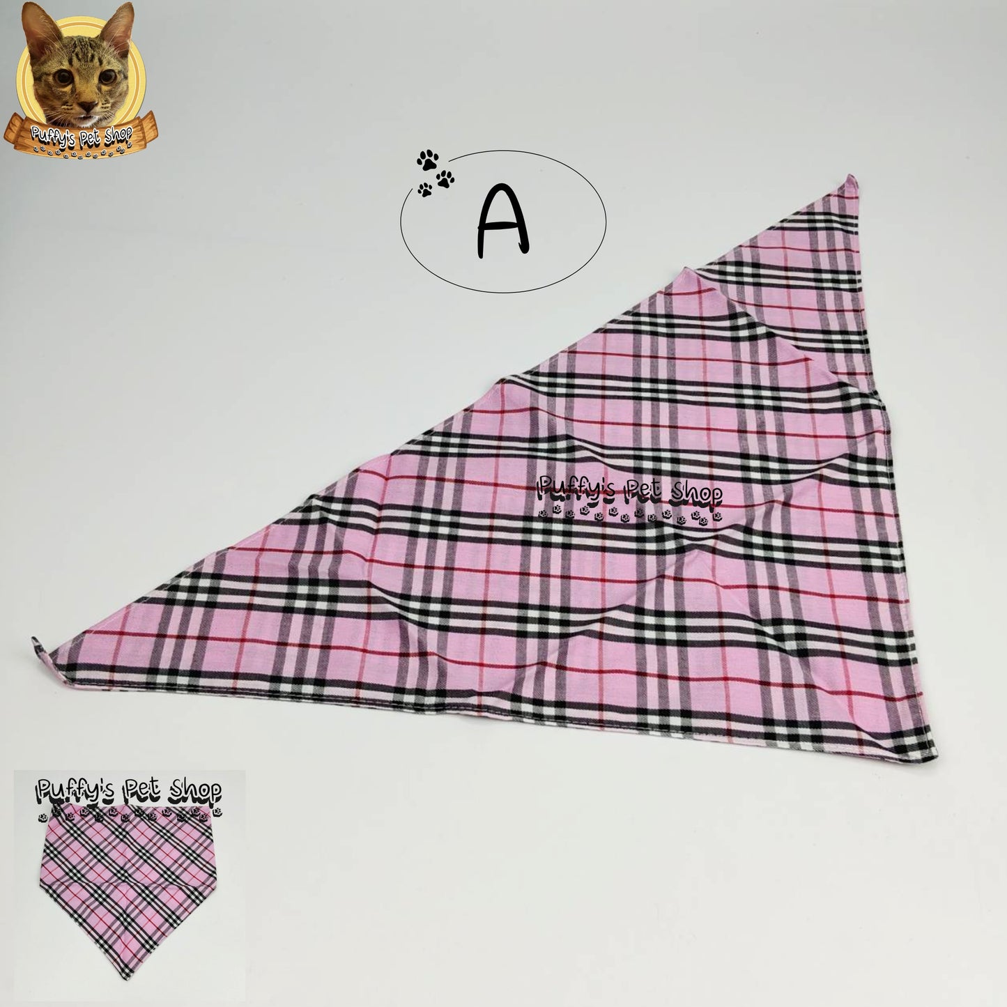 Puffy's Pet Shop |  Luxury Cotton Pet Scarf  ผ้าพันคอสัตว์เลี้ยงพรีเมียม ผ้าคอตตอนแท้ เนื้อผ้าดี ไม่ระคายเคือง สำหรับสุนัขและแมว ขนาด L 60 ซม.