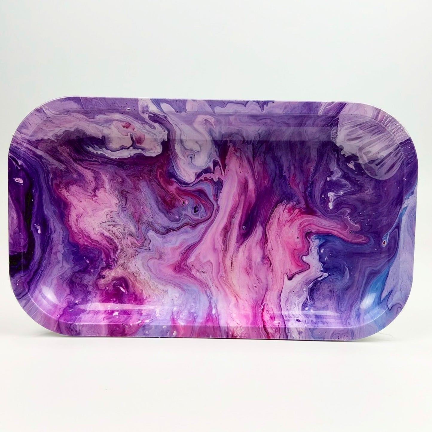 TRAY | GALAXY PSYCHEDELIC PINK METAL ROLLING TRAY SIZE : 27.5X16 CM