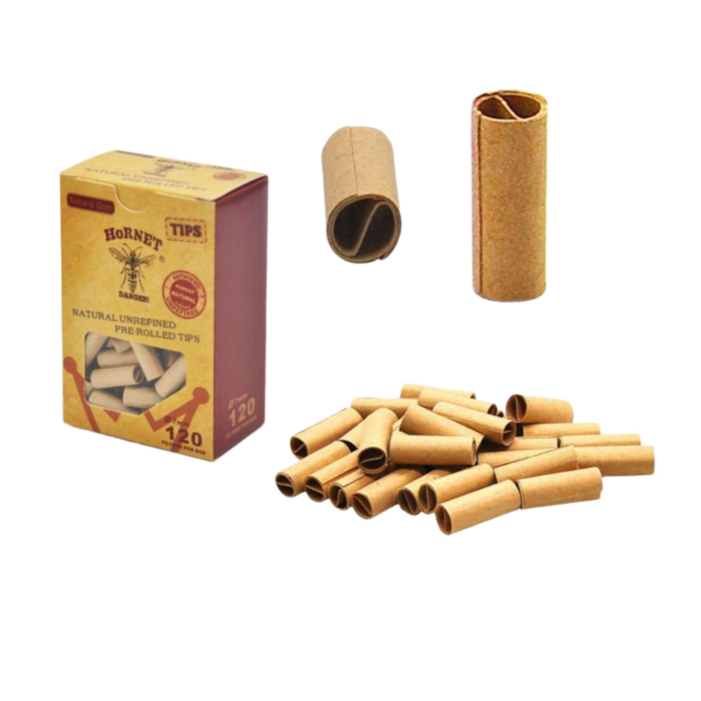 ROLLING PAPER | HORNET BROWN NATURAL UNREFINED PRE - ROLL TIP 7MM