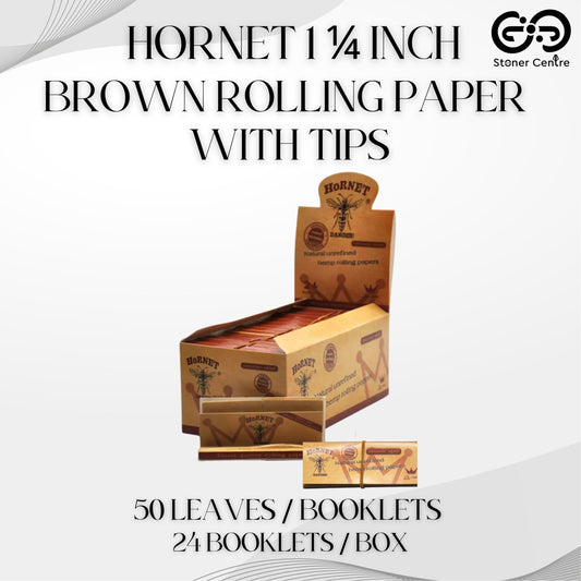 ROLLING PAPER | HORNET 1 1/4 INCH BROWN ROLLING PAPER WITH TIPS