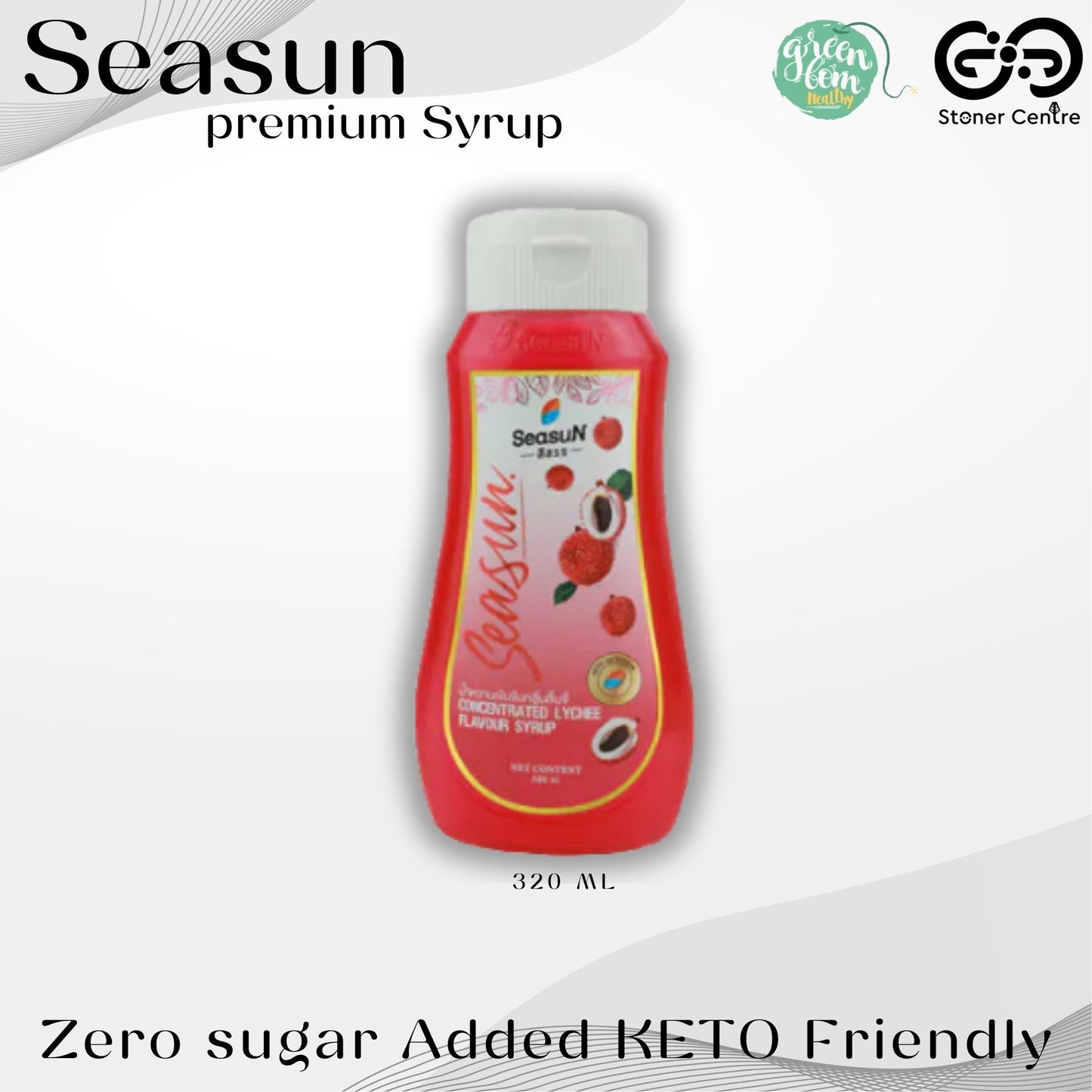 Seasun Premium Concentrated Syrup - Lychee | "กลิ่นลิ้นจี่" สีสรรไซรัป น้ำหวานเข้มข้นพรีเมี่ยม น้ำตาล 0% KETO