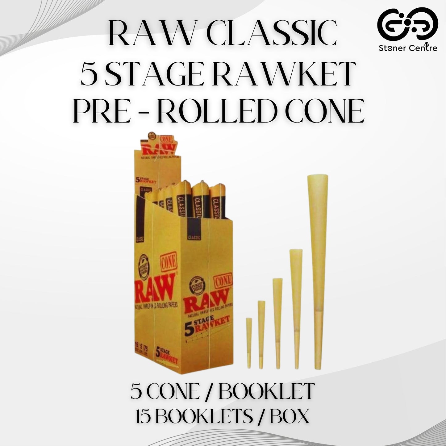 ROLLING PAPER | RAW CLASSIC 5 STAGE RAWKET PRE - ROLLED CONE
