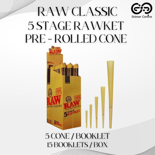 ROLLING PAPER | RAW CLASSIC 5 STAGE RAWKET PRE - ROLLED CONE
