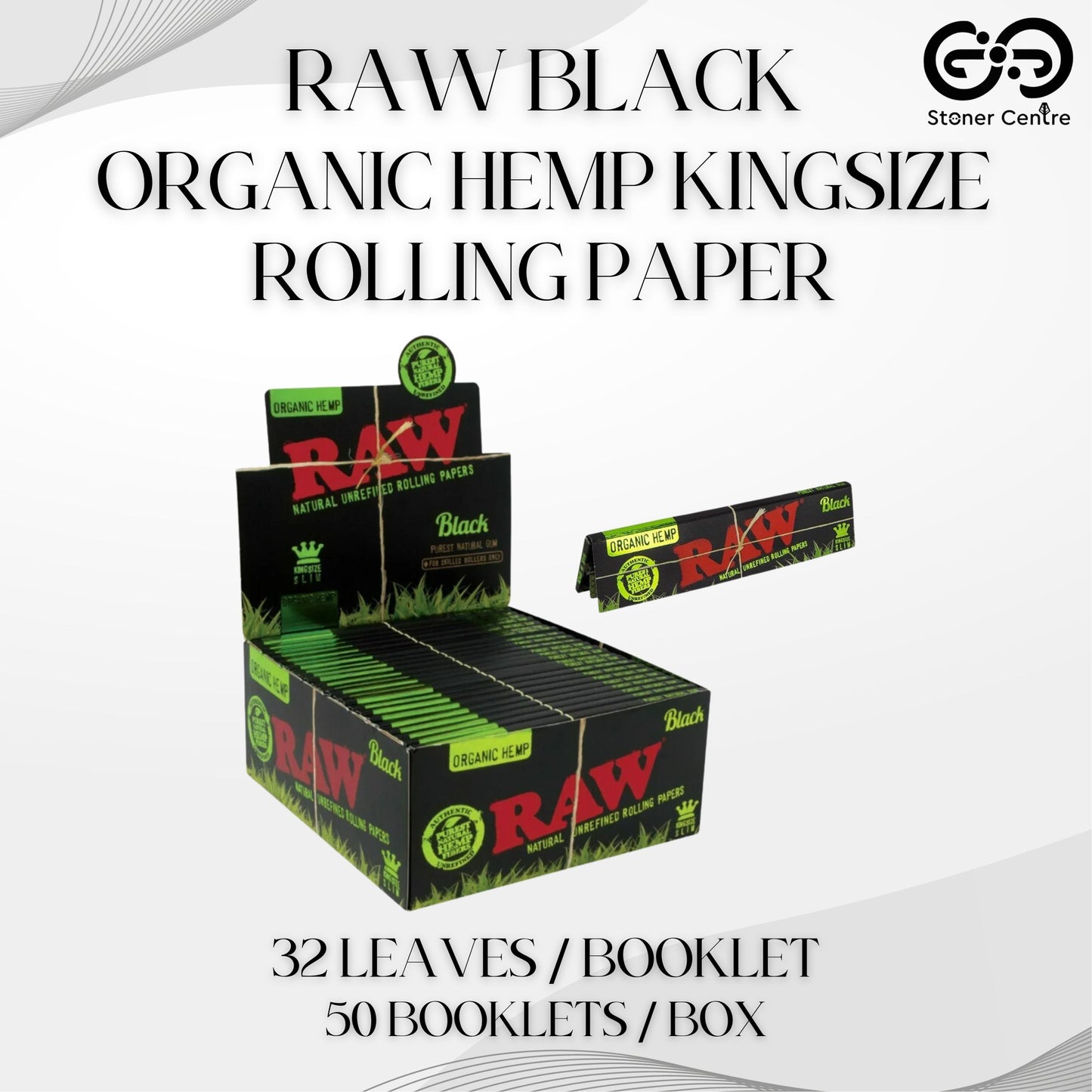 ROLLING PAPER | RAW BLACK ORGANIC HEMP KINGSIZE ROLLING PAPER