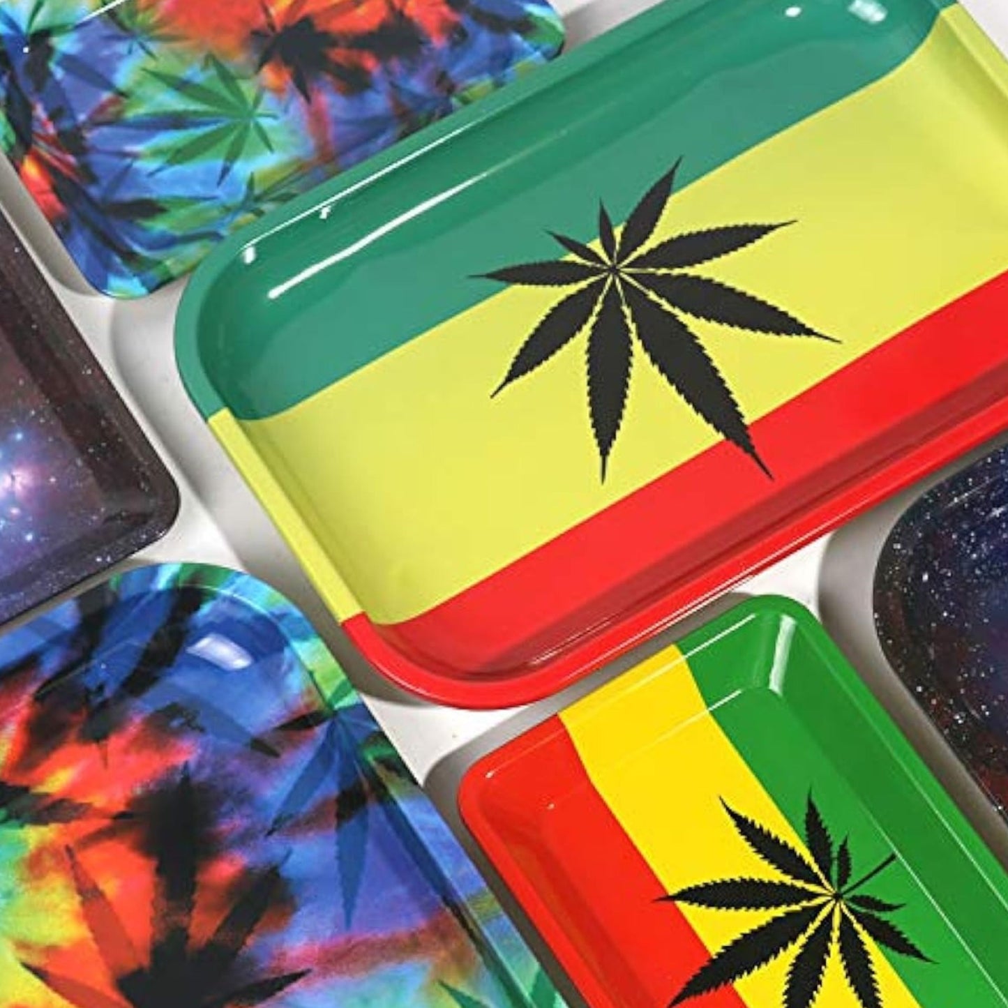 TRAY | MJ LEAVE REGGAE METAL ROLLING TRAY SIZE : 19X28.5 CM