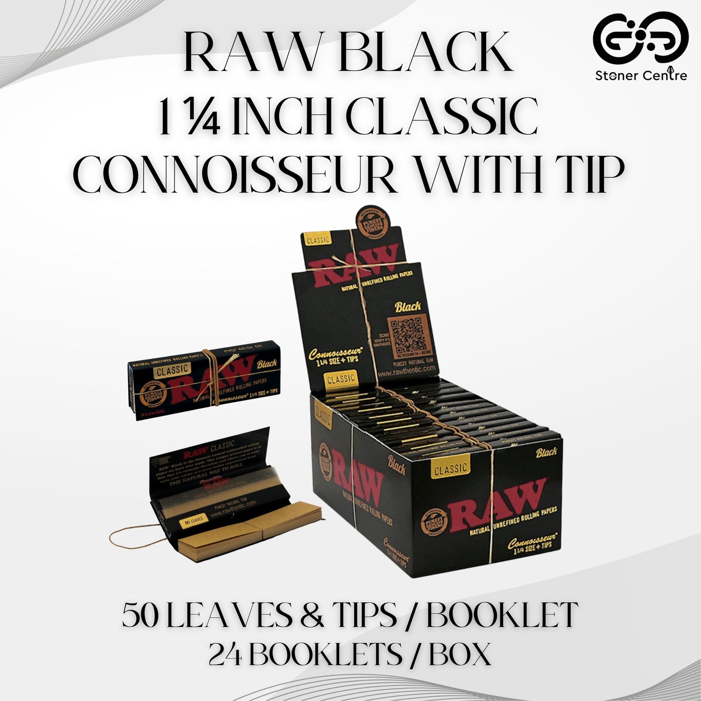 ROLLING PAPER | RAW BLACK CLASSIC CONNOISSEUR 1 ¼" WITH TIPS