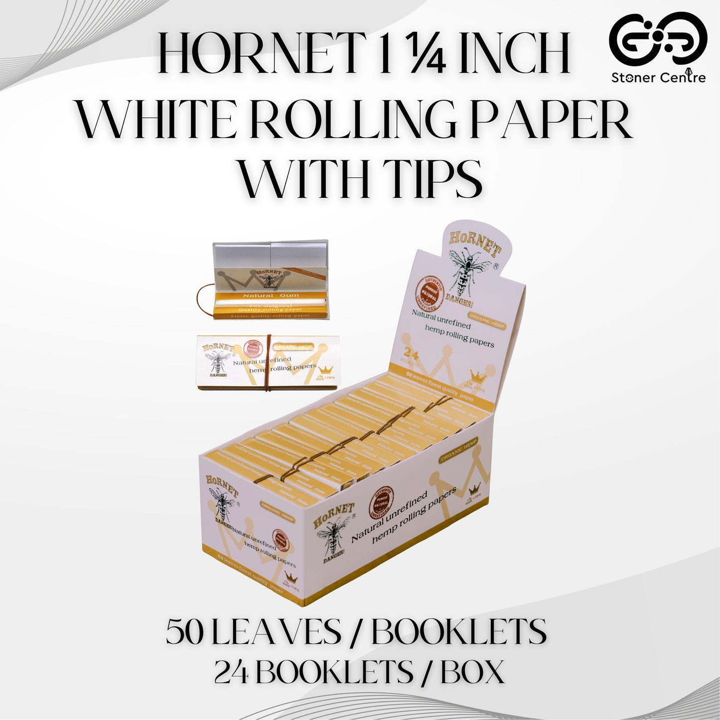 ROLLING PAPER | HORNET 1 1/4 INCH WHITE ROLLING PAPER WITH TIPS