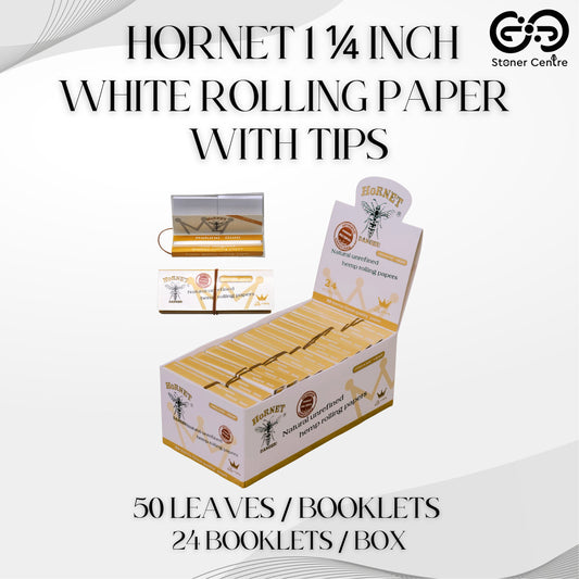 ROLLING PAPER | HORNET 1 1/4 INCH WHITE ROLLING PAPER WITH TIPS