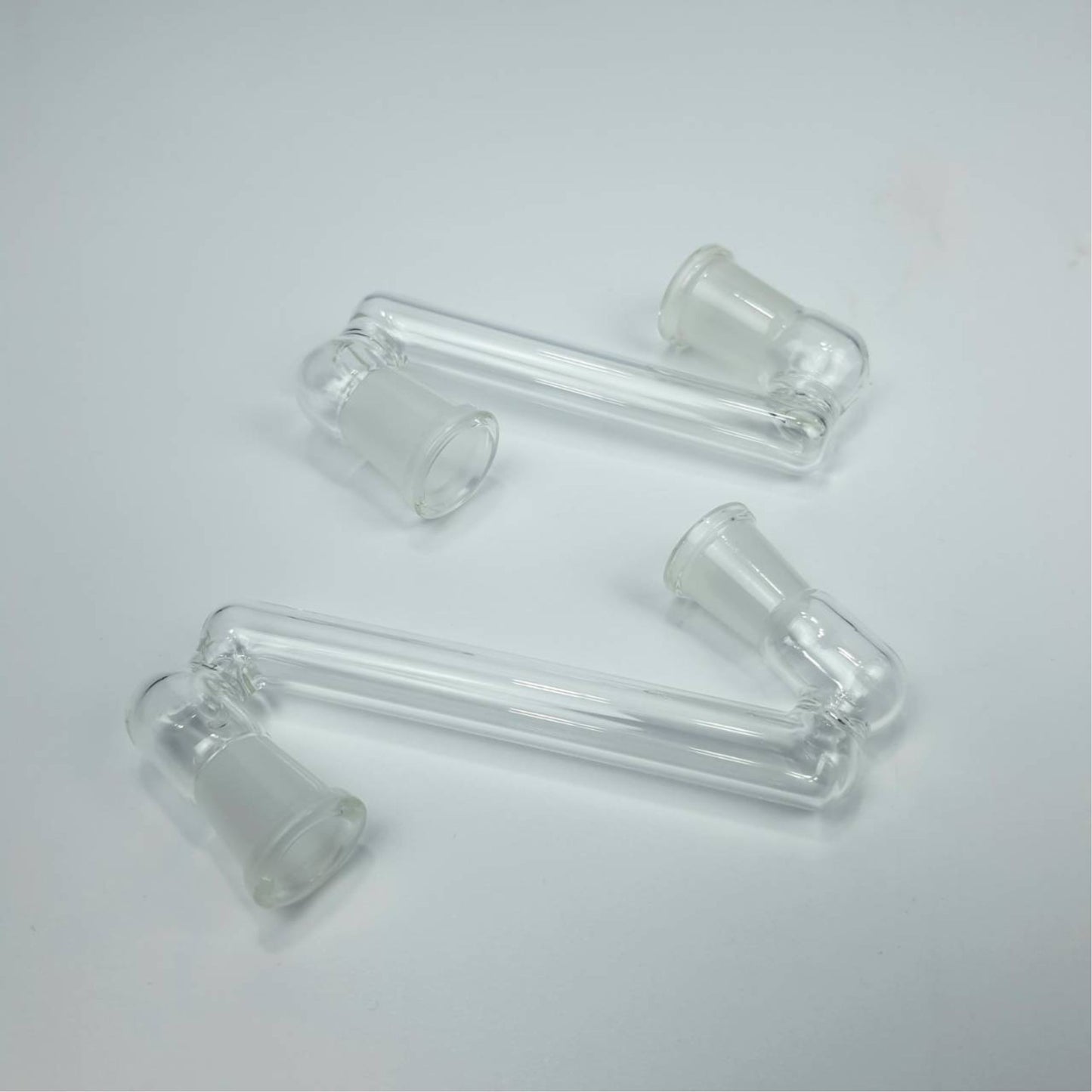 GLASS TUBE | 90 DEGREE DROP DOWN ADAPTTOR ASH CATCHER - 14MM FEMALE TO 14MM FEMALE / 18MM FEMALE TO 18MM FEMALE
