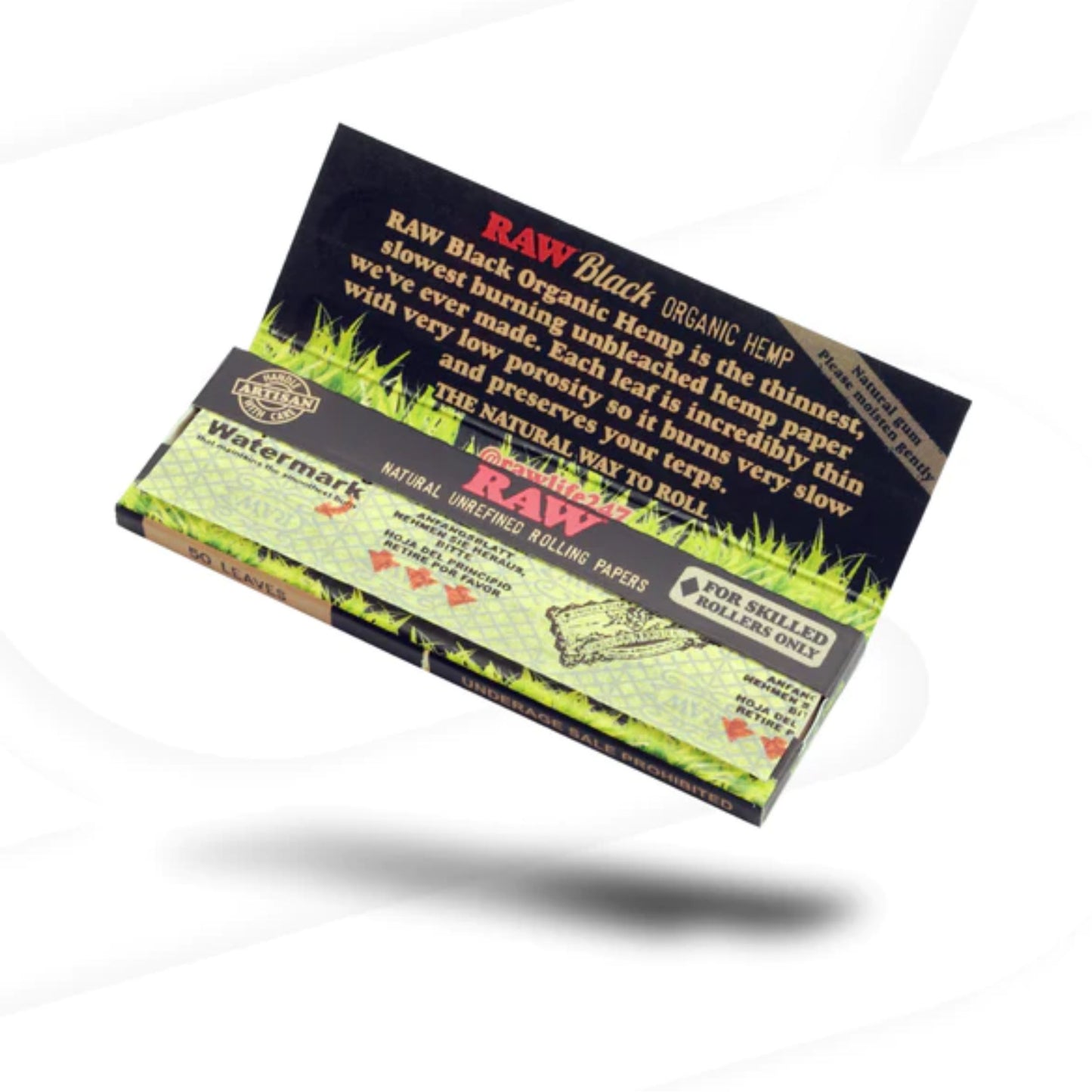 ROLLING PAPER | RAW ORGANIC HEMP BLACK ROLLING PAPER 1 ¼"