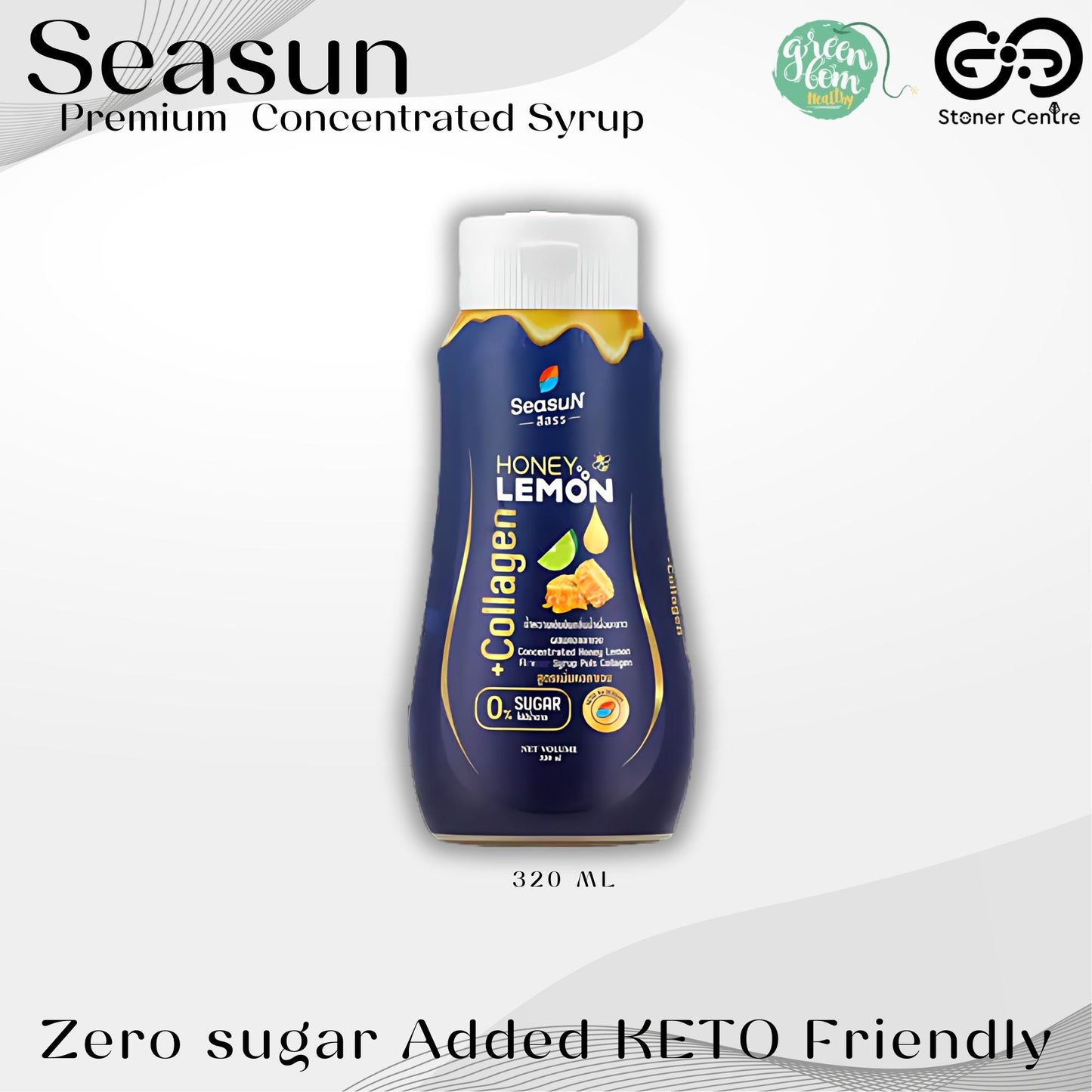 Seasun Premium Concentrated Syrup - Honey Lemon | "กลิ่นน้ำผึ้งมะนาว" สีสรรไซรัป น้ำหวานเข้มข้นพรีเมี่ยม น้ำตาล 0% KETO