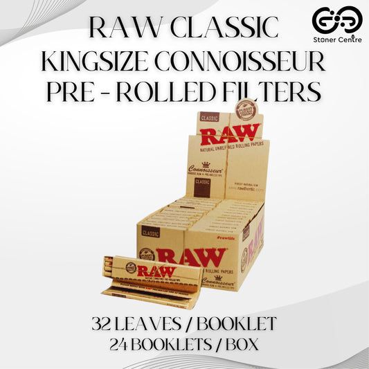 ROLLING PAPER | RAW CLASSIC KINGSIZE CONNOISSEUR PRE-ROLLED FILTERS