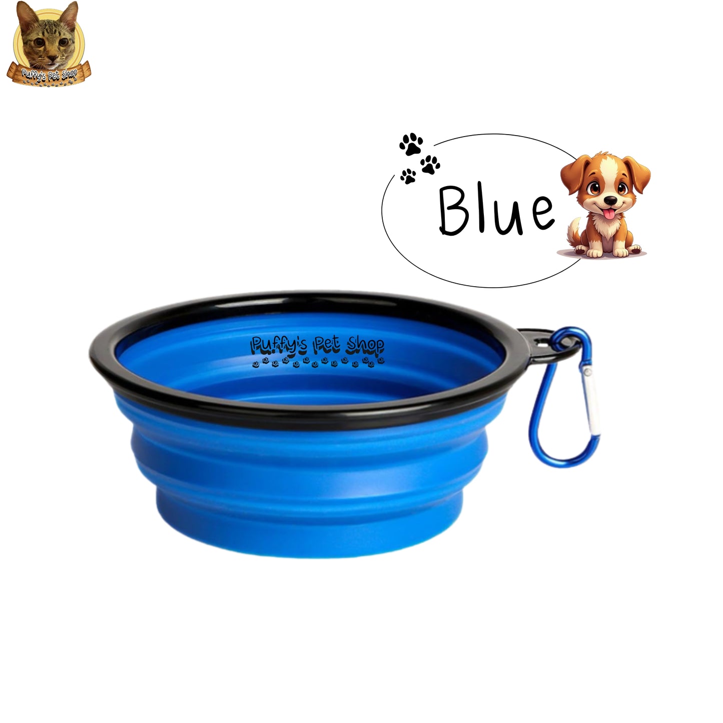 Puffy's Pet Shop | Collapsible Silicone Pet Bowl – Travel Friendly ชามซิลิโคนพับได้ สำหรับสัตว์เลี้ยง พกพาสะดวก เหมาะสำหรับเดินทาง ขนาด 13 x 5.5 x 9 ซม.
