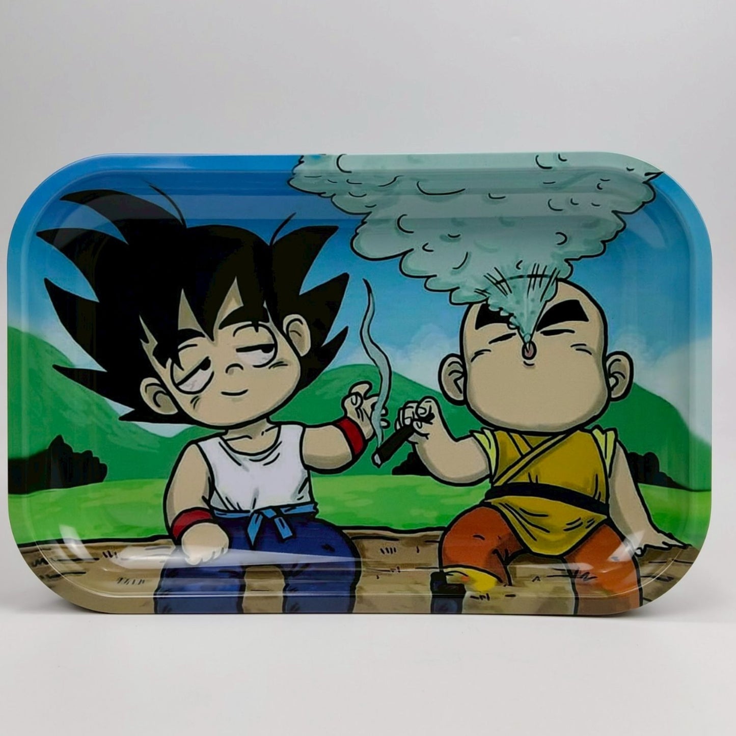 TRAY | GOKU & KRILLIN PUFFING METAL ROLLING TRAY SIZE : 19X28.5 CM