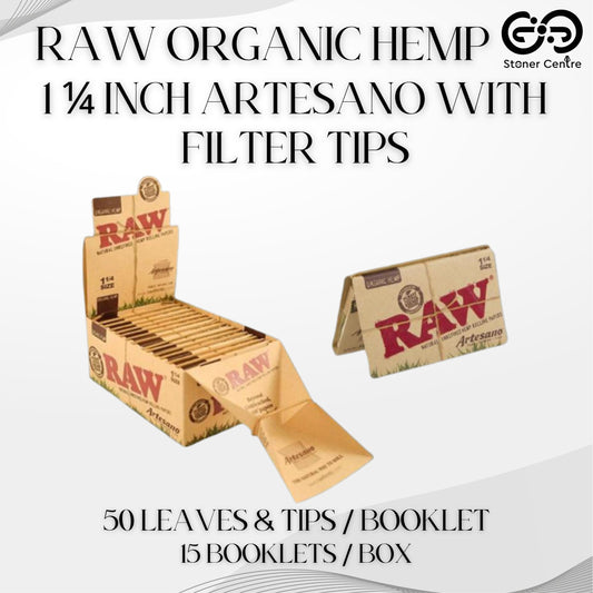 ROLLING PAPER | RAW ORGANIC HEMP ARTESANO 1 ¼" WITH FILTER TIPS