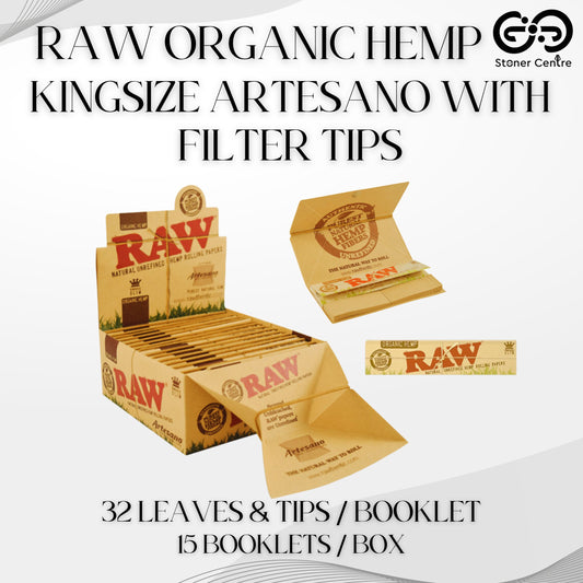 ROLLING PAPER | RAW ORGANIC HEMP ARTESANO KINGSIZE WITH FILTER TIPS