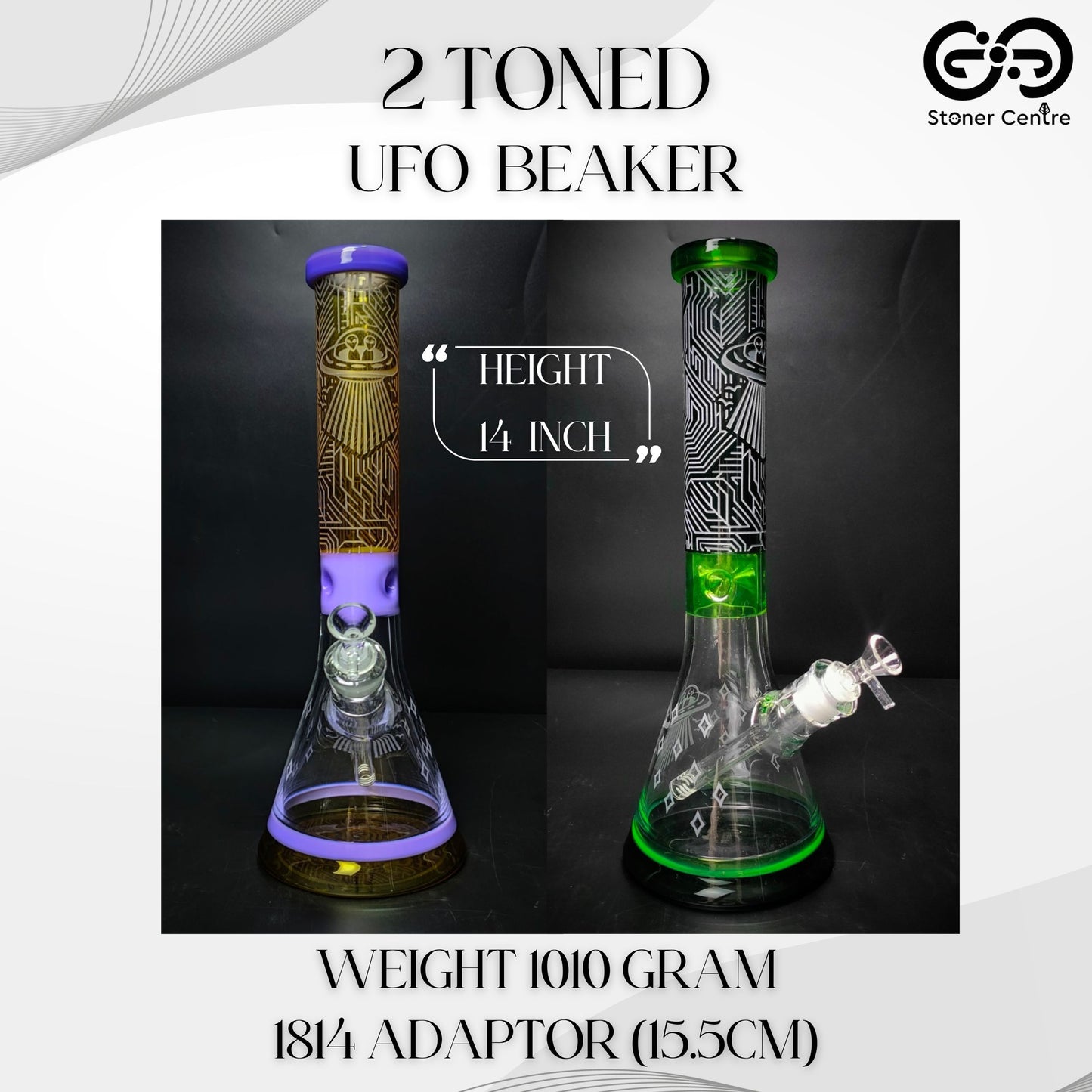 Glass Bong | 2 TONED UFO BEAKER 14 INCH