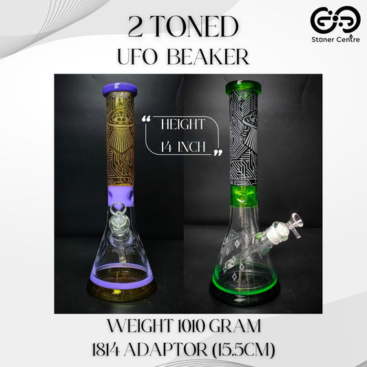 Glass Bong | 2 TONED UFO BEAKER 14 INCH