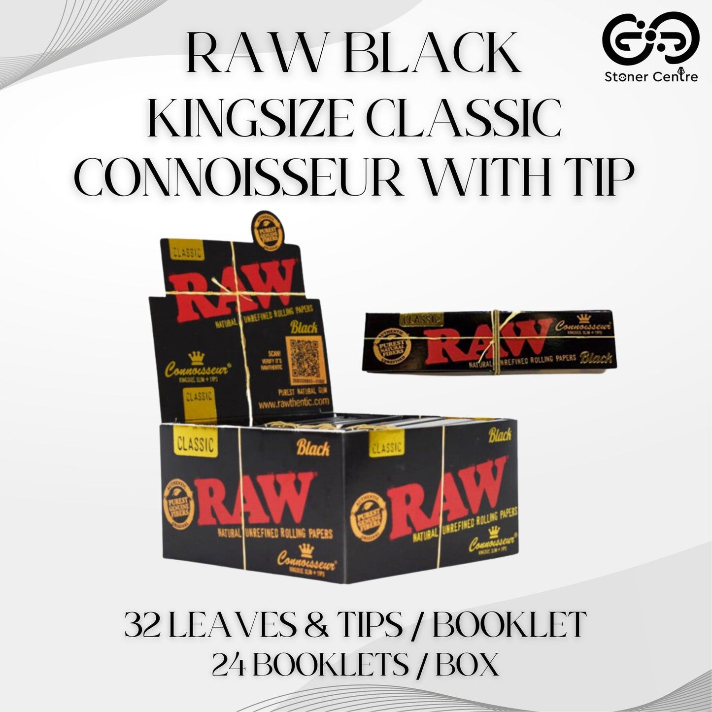ROLLING PAPER | RAW BLACK CLASSIC CONNOISSEUR KINGSIZE WITH TIPS