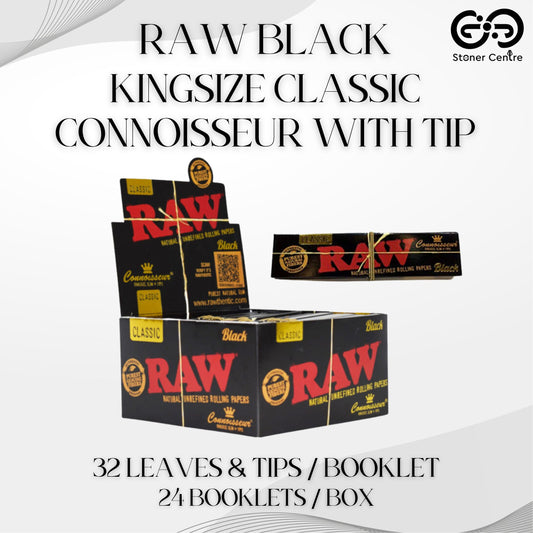 ROLLING PAPER | RAW BLACK CLASSIC CONNOISSEUR KINGSIZE WITH TIPS