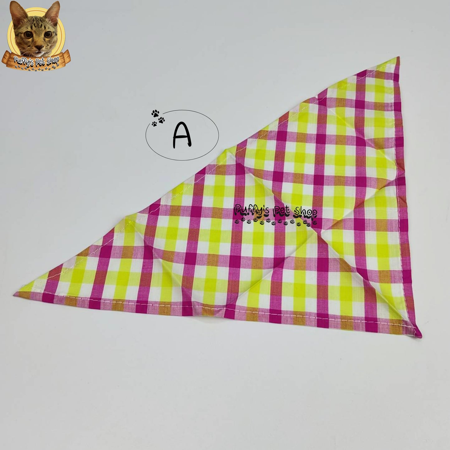 Puffy's Pet Shop |  Luxury Cotton Pet Scarf  ผ้าพันคอสัตว์เลี้ยงพรีเมียม ผ้าคอตตอนแท้ เนื้อผ้าดี ไม่ระคายเคือง สำหรับสุนัขและแมว ขนาด S 40 ซม.