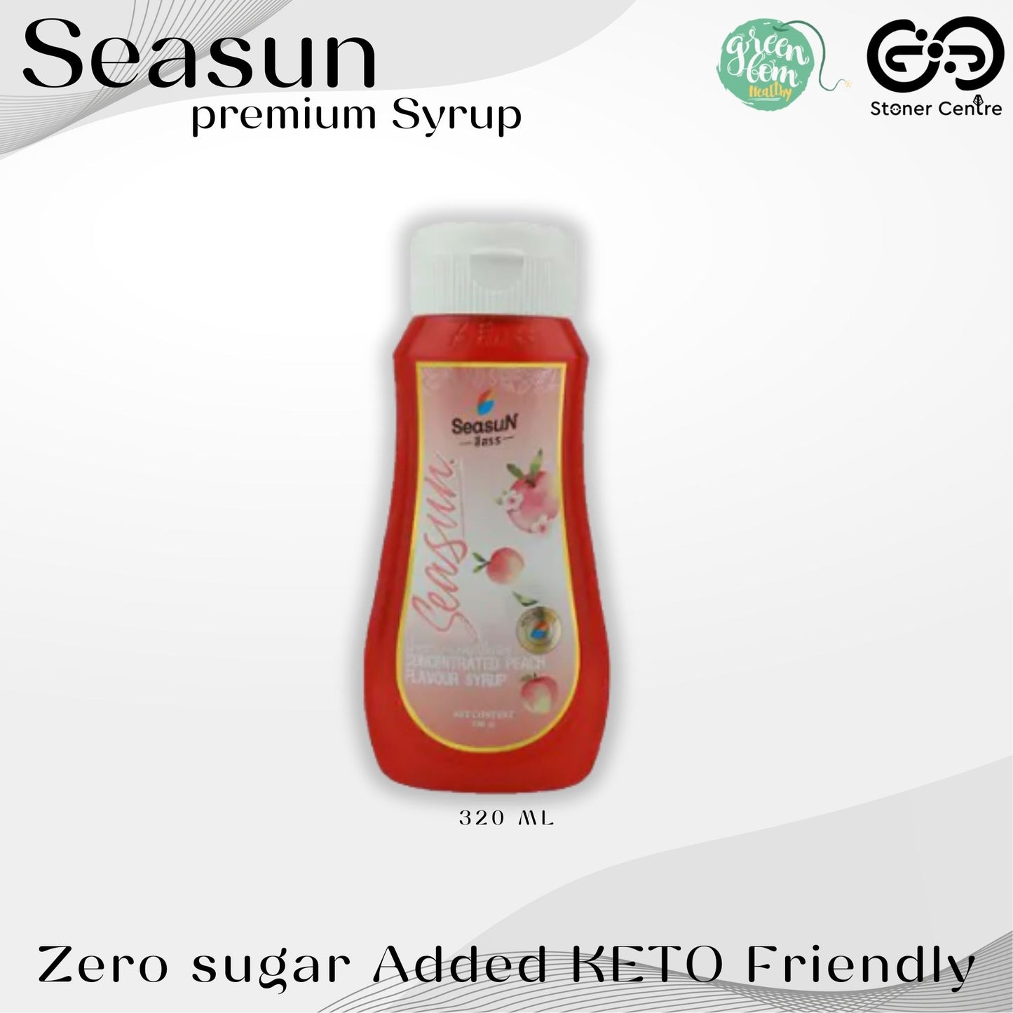 Seasun Premium Concentrated Syrup - Peach | "กลิ่นพีช" สีสรรไซรัป น้ำหวานเข้มข้นพรีเมี่ยม น้ำตาล 0% KETO