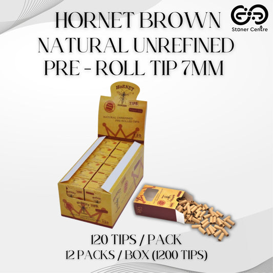 ROLLING PAPER | HORNET BROWN NATURAL UNREFINED PRE - ROLL TIP 7MM