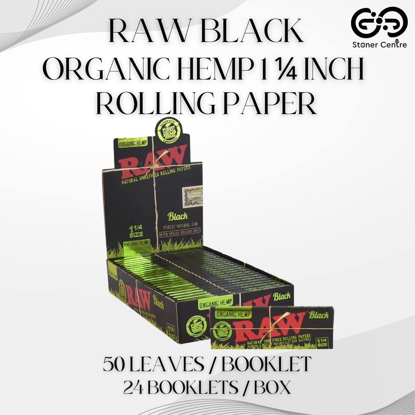 ROLLING PAPER | RAW BLACK ORGANIC HEMP 1 ¼" ROLLING PAPER