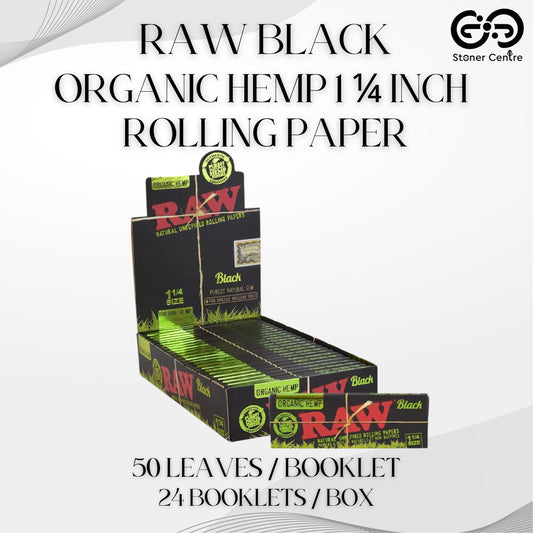 ROLLING PAPER | RAW BLACK ORGANIC HEMP 1 ¼" ROLLING PAPER