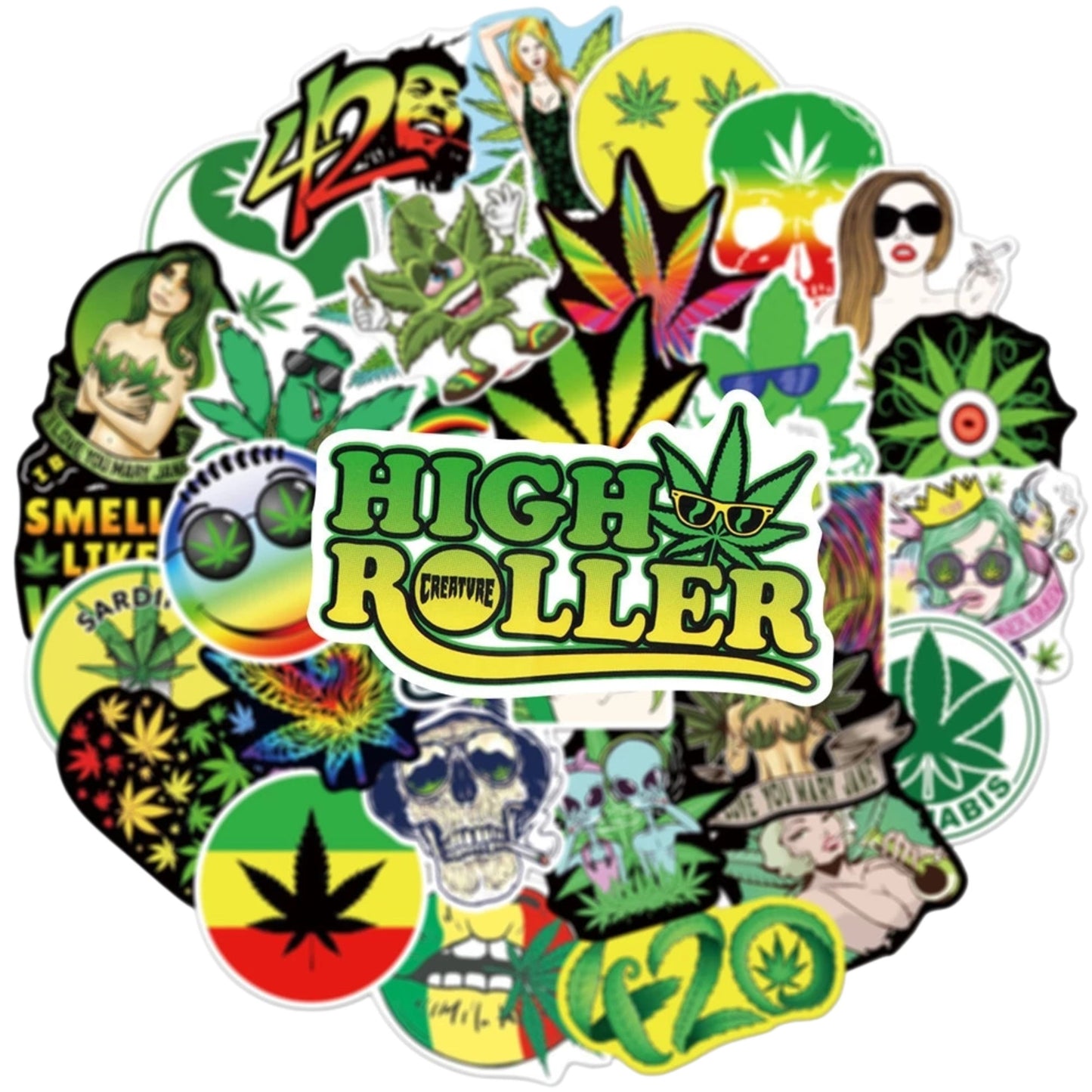 STICKERS | HEMP LEAF 420 RASTA STICKERS