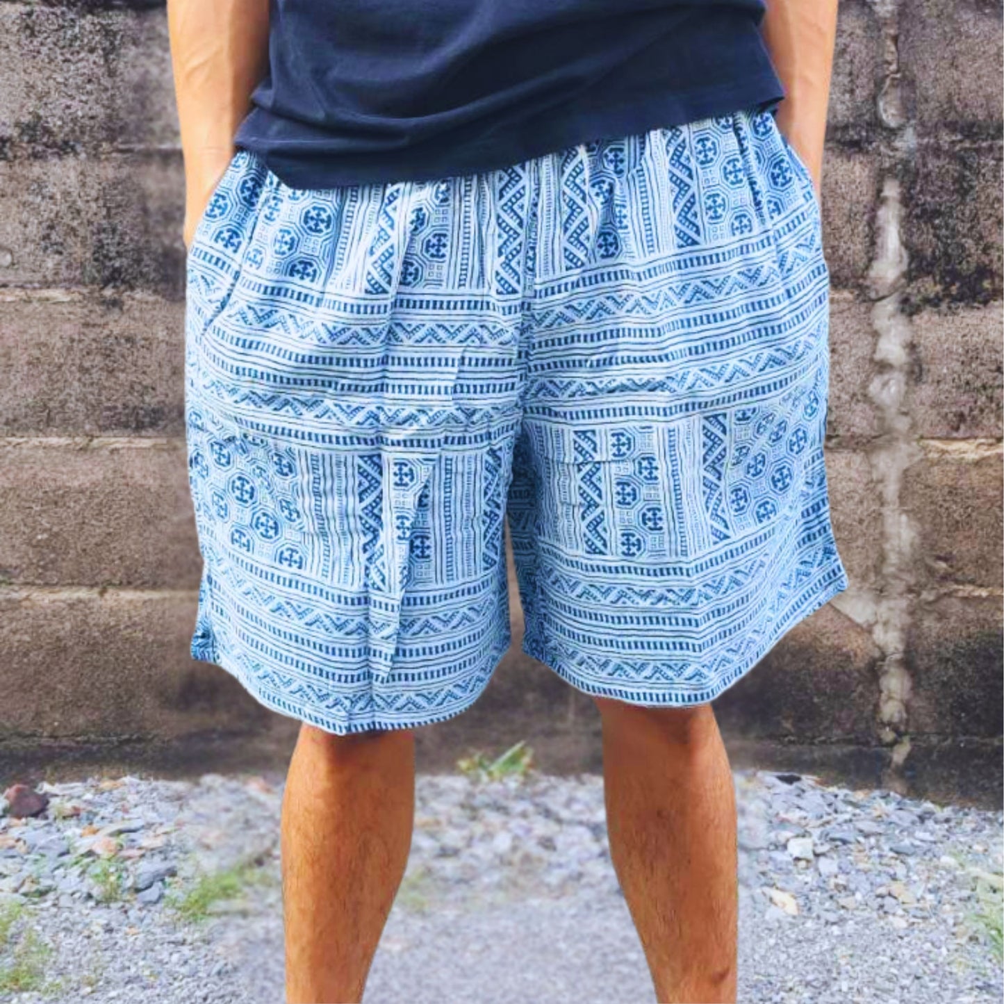 RAK MAE รักแม่ | COMFY COTTON CLASSIC SHORTS - TRIBAL GEOMETRIC STYLE (REGULAR SIZE)