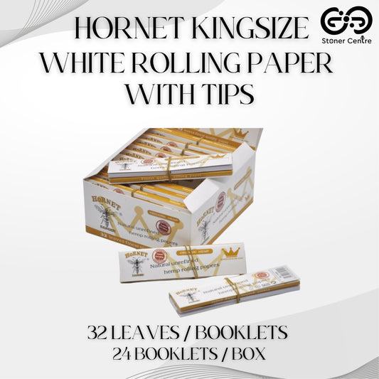 ROLLING PAPER | HORNET KINGSIZE WHITE ROLLING PAPER WITH TIPS