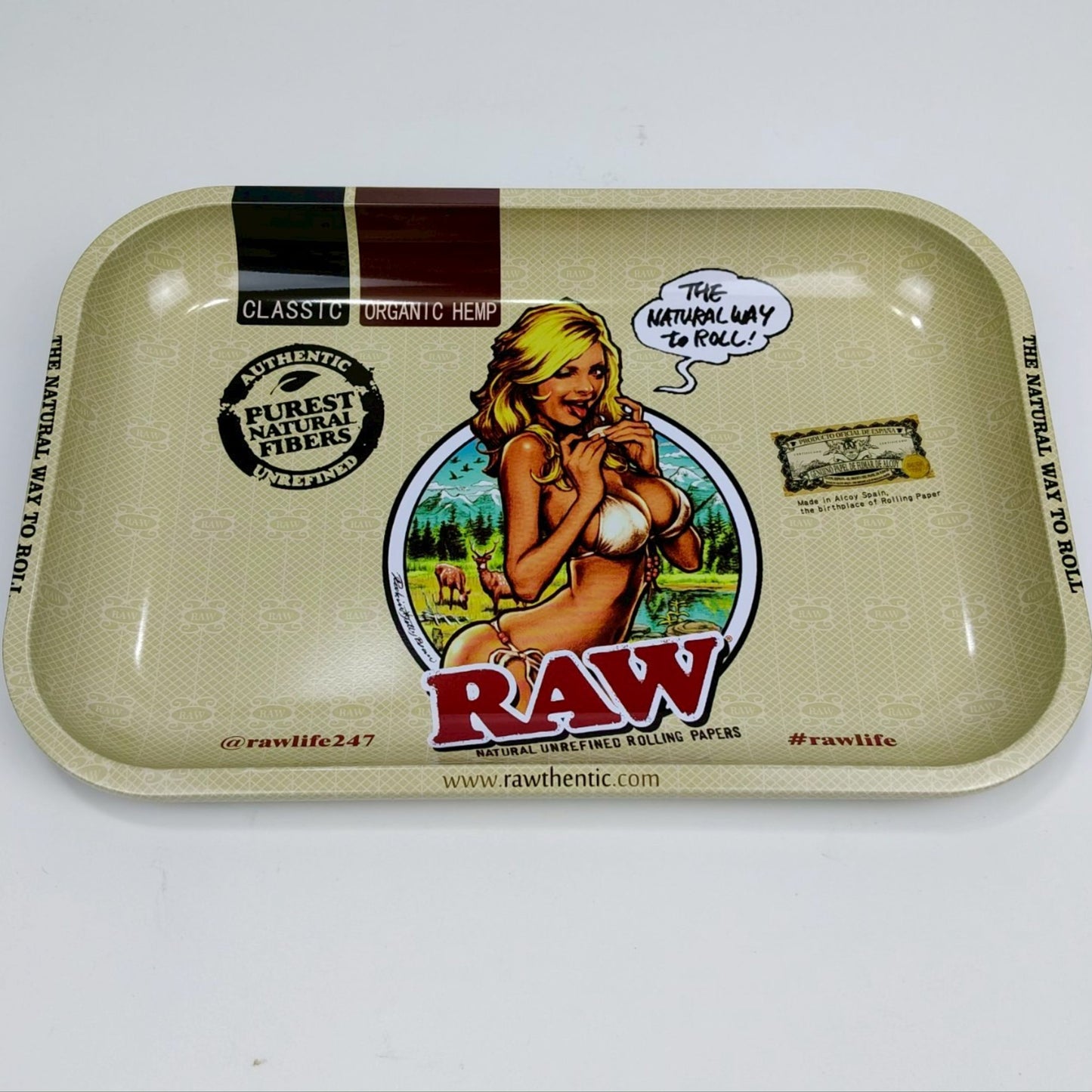 TRAY | RAW - BIKINI GIRL METAL ROLLING TRAY SIZE : 19X28.5 CM