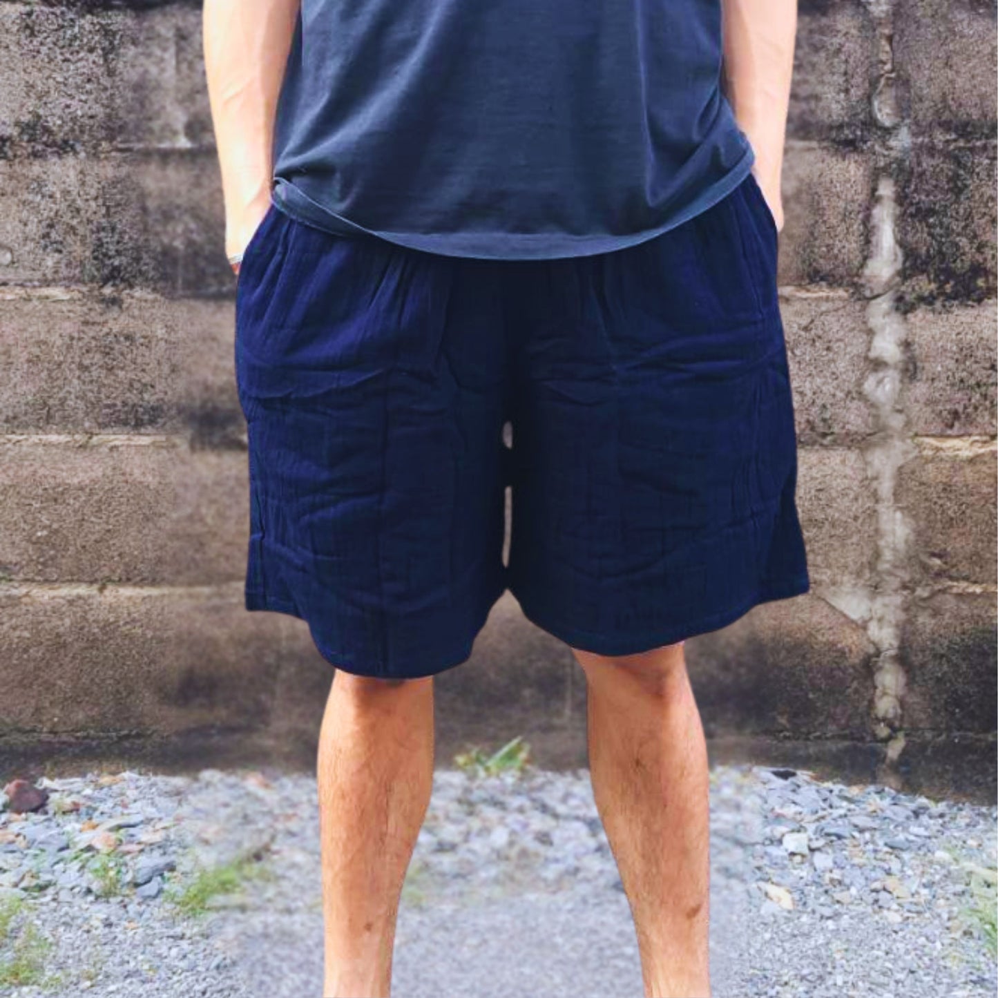 RAK MAE รักแม่ | COMFY COTTON CLASSIC SHORTS - DARK BLUE (REGULAR SIZE)