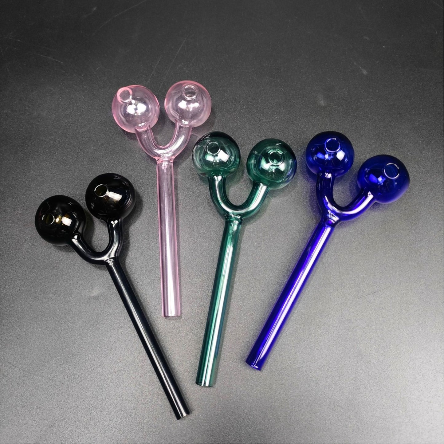 PIPE | DOUBLE BOWL BURNER GLASS PIPE FOR WAX 5.5 INCH