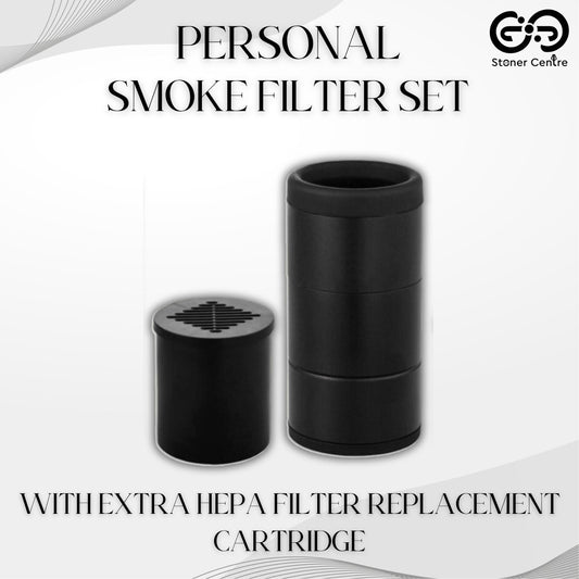 PERSONAL SMOKE FILTER SET WITH EXTRA HEPA FILTER REPLACEMENT CARTRIDGE