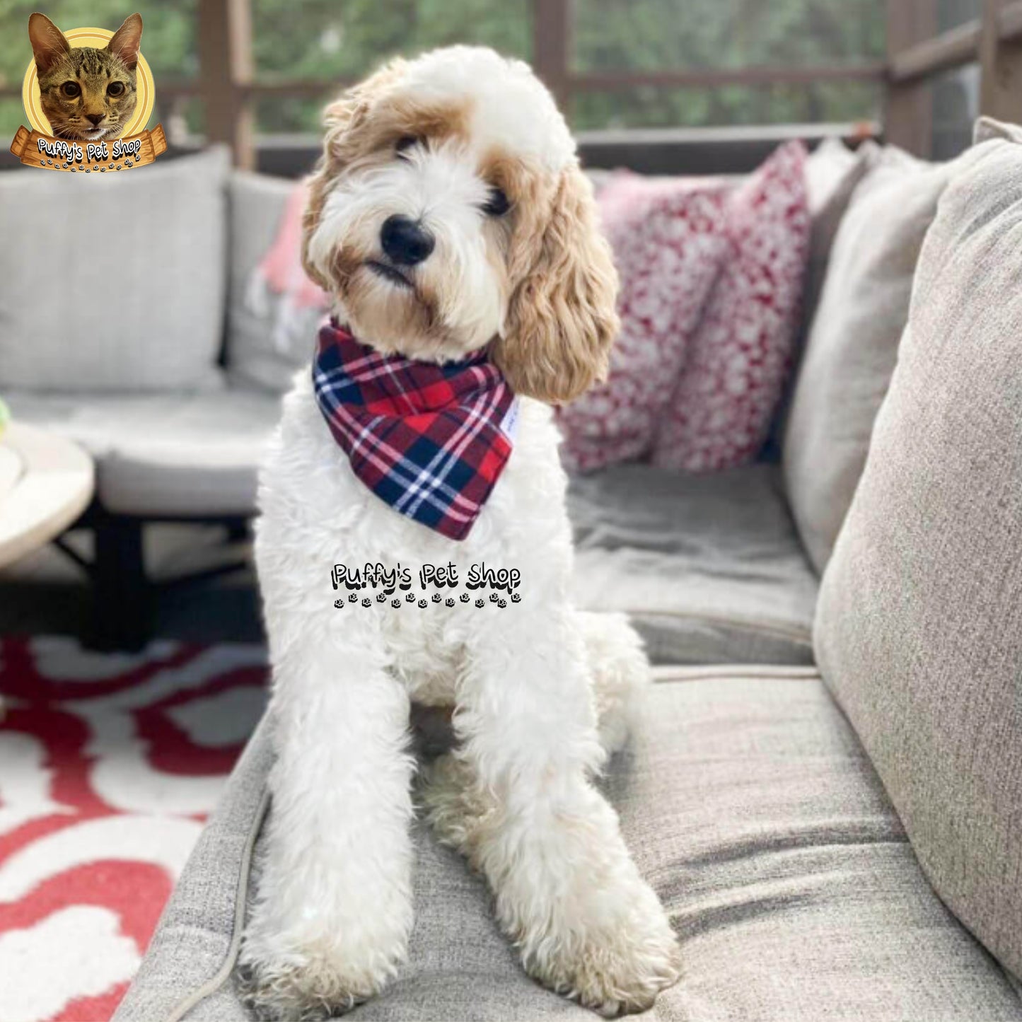 Puffy's Pet Shop |  Luxury Cotton Pet Scarf  ผ้าพันคอสัตว์เลี้ยงพรีเมียม ผ้าคอตตอนแท้ เนื้อผ้าดี ไม่ระคายเคือง สำหรับสุนัขและแมว ขนาด L 60 ซม.
