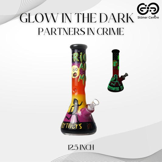 Glass Bong | GLOW IN THE DARK RICK AND MORTY PARTNER IN CRIMES 12.5 INCH