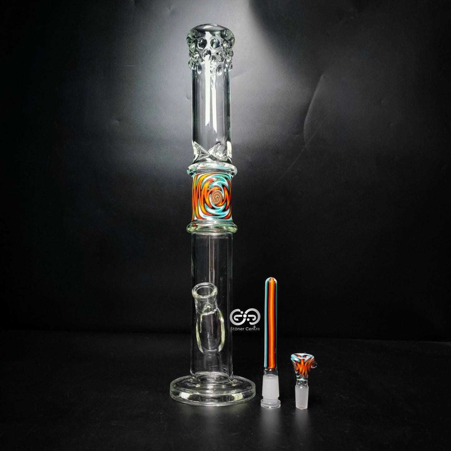 Glass Bong | WP526 BOHEMIAN STRAIGHT GLASS WITH COLORFUL TUBE & BOWL SET 18 INCH