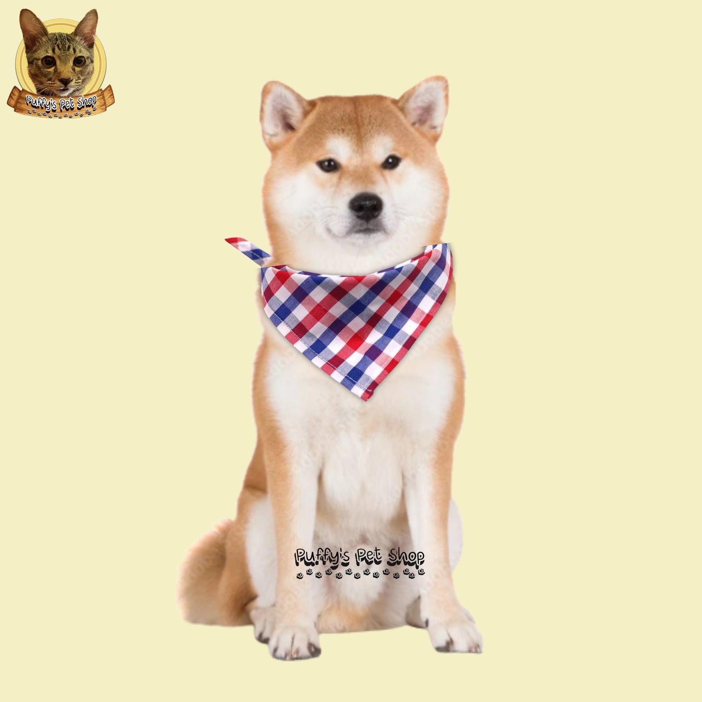Puffy's Pet Shop |  Luxury Cotton Pet Scarf  ผ้าพันคอสัตว์เลี้ยงพรีเมียม ผ้าคอตตอนแท้ เนื้อผ้าดี ไม่ระคายเคือง สำหรับสุนัขและแมว ขนาด L 60 ซม.